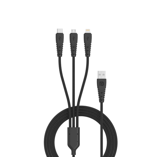 Portronics Konnect A Trio POR-1313 3 in 1 Pin Multi Pin Cable (1.5 m, Black)