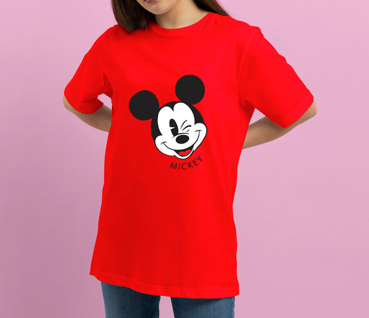 Right Arrow Mickey Mouse T-Shirt For Women (Red)